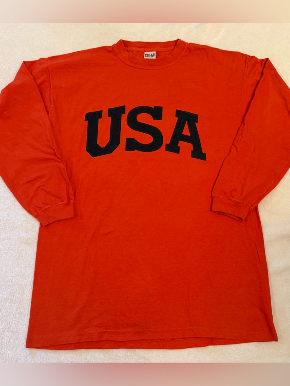 Vintage 90’s Pelle Sport USA Flag Long Sleeve Shirt Orange Mens XL